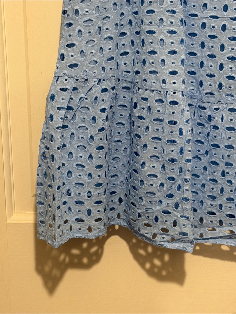 Light Blue Eyelet Mini Dress with Short Sleeves by Unknown Brand - Picture 5 of 8